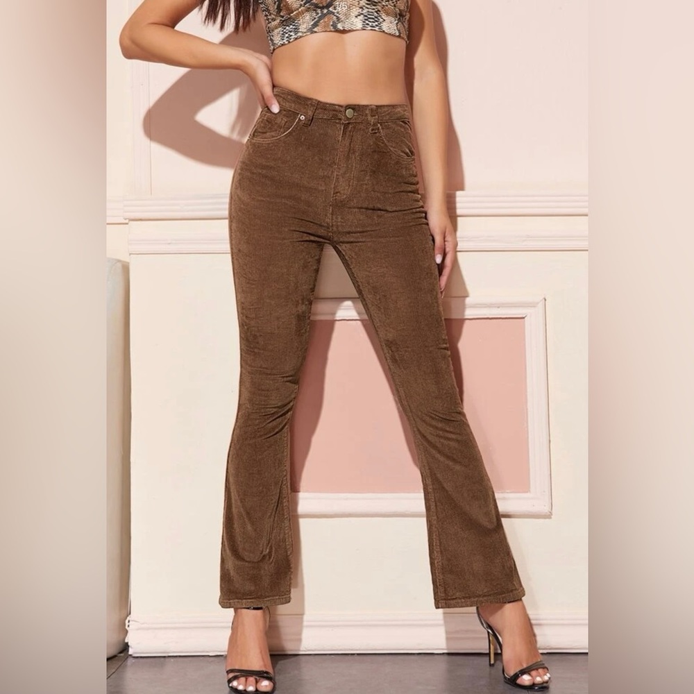 NWOT SHEIN BAE High Waist Flare Leg Corduroy Pants XS - Picture 1 of 8